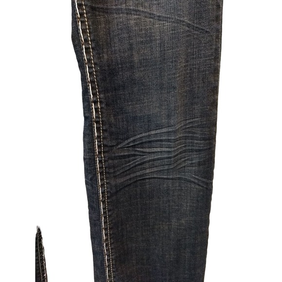 Division E Womens Jeans Distressed Bootcut Thick Stitching Flip Pockets 30X32 - Picture 9 of 12